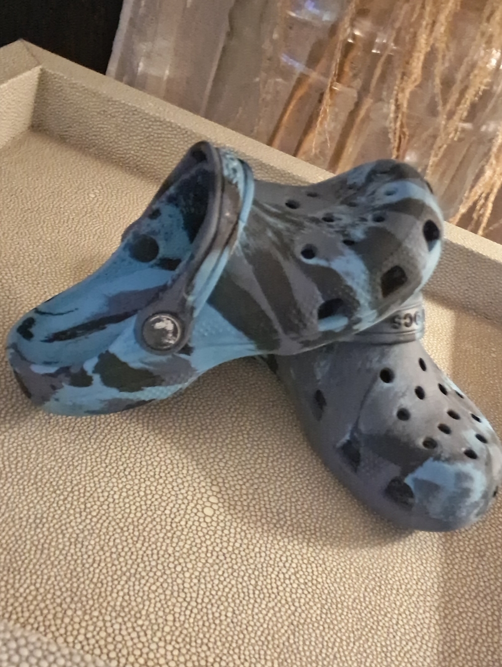 Kids Blue Camo Slip-On Crocs